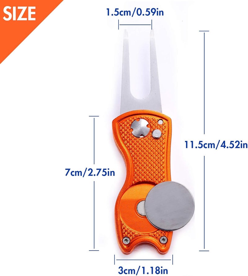 Fpxnb 2 Pack Metal Foldable Golf Divot Tool with Pop-up Button & Magnetic Ball Marker (Pack of 2, Fish Design) - Image 2